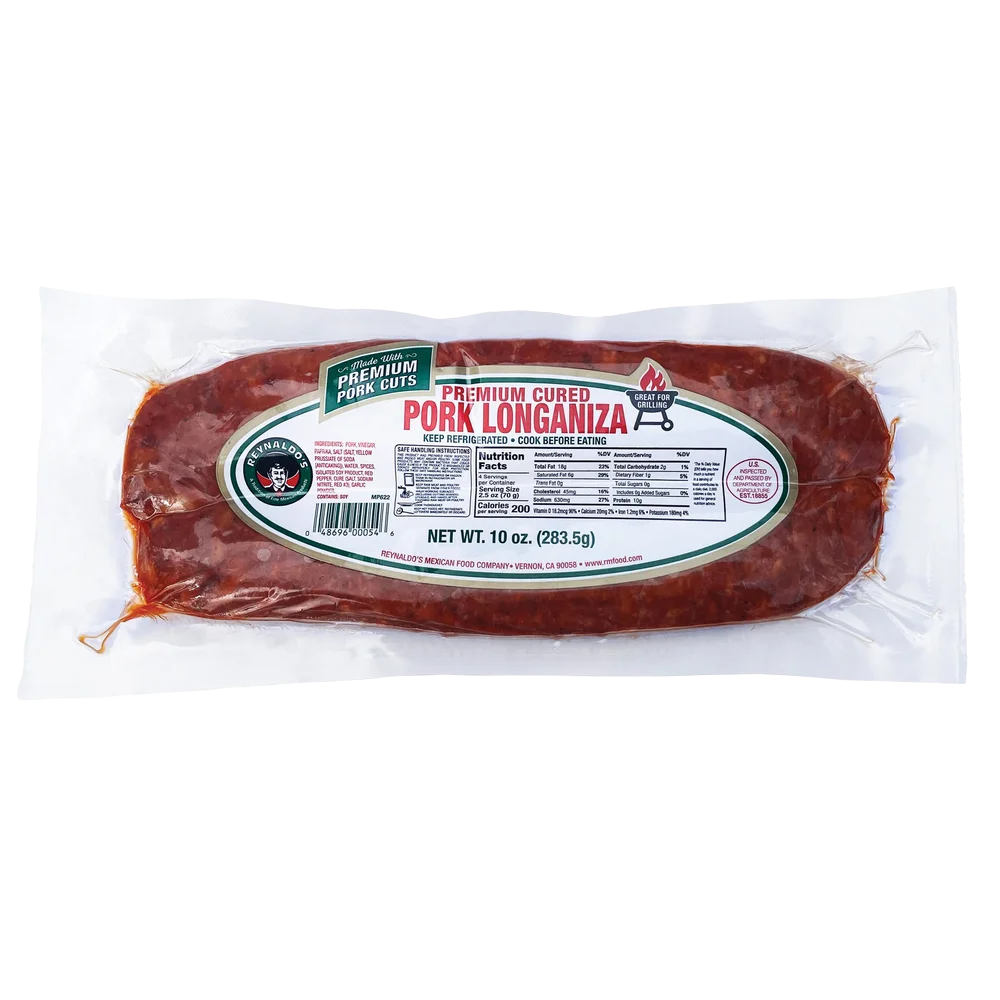 Reynaldo's Premium Cured Pork Longaniza Sausage – distributed by Excellentia Foods Reynaldo's Premium Cured Pork Longaniza Sausage